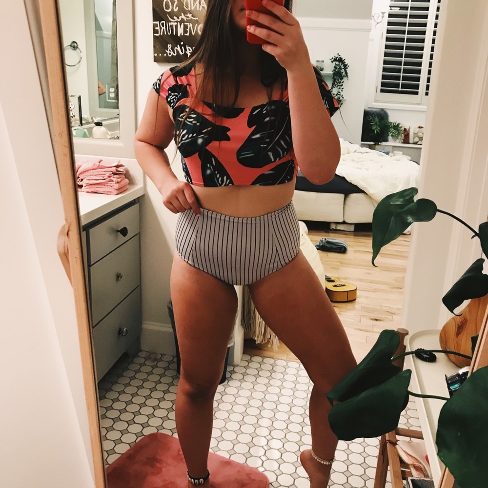 Kortni Jeane - High Waist striped bikini bottoms